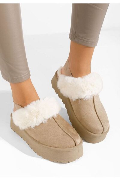 B T Shoes Edden khaki platform slippers