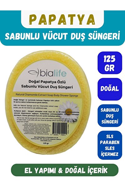 PAPATYA Özlü Doğal El Yapımı Sabunlu Vücut Duş Süngeri - Bialife