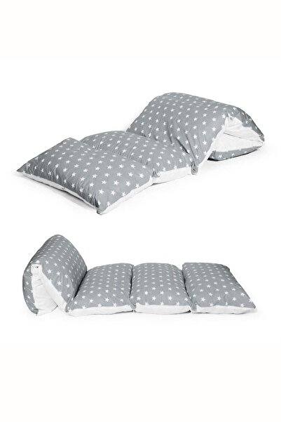 Bundeba Puf Gri Yıldızlı Çocuk Katlanır Yer Minderi Bebek Yer Yatağı 5 Bölmel...