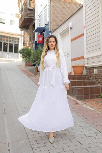 fvr giyim Eteği Piliseli Şifon Elbise