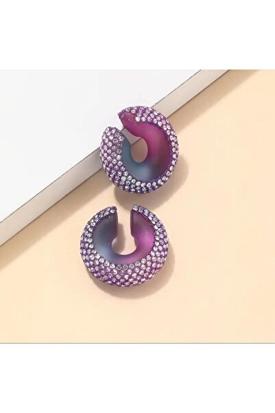 efstyle 1 ADET lila rengi taşlı kıkırdak küpesi ear cuff