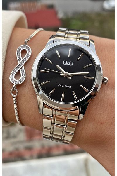 Q&Q Brand Silver Color Steel Cord Women's Wristwatch - Bracelet Gift