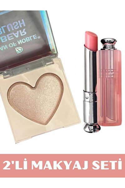 NUNUKO 2li Makyaj Seti Kalpli Highlighter Ve Sihirli Pembe Ruj