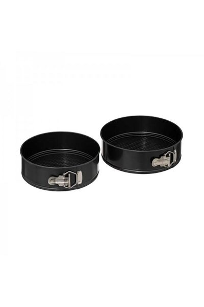 FİVE Set of 2 round removable carbon steel cake or pie molds, 22-24 cm