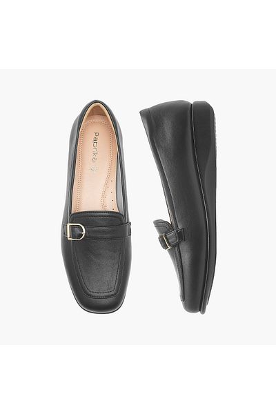 Paprika Solid Slip-On Loafers with Metal Accent