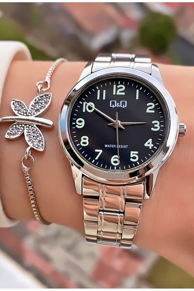 Q&Q Brand Silver Color Steel Cord Women's Wristwatch - Bracelet Gift