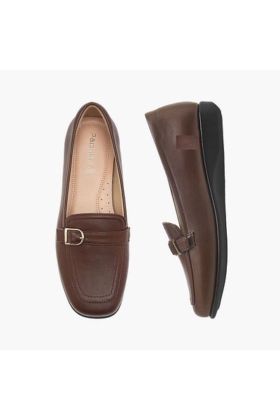Paprika Solid Slip-On Loafers with Metal Accent