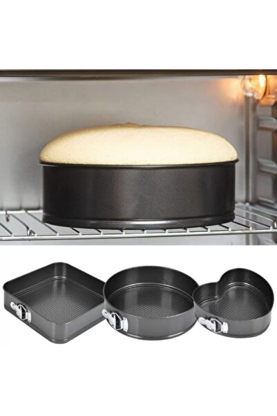 FİVE Set of 3 removable carbon steel cake or pie molds, 22-24-26 cm