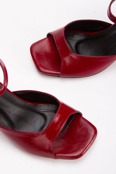 MFT AYAKKABI Women's Patent Leather Thick Heeled Stylish Shoes
