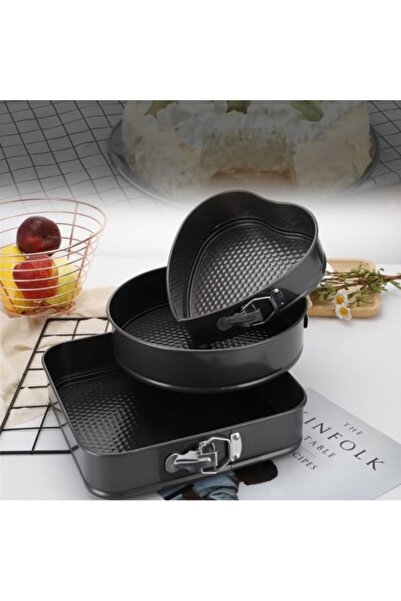 FİVE Set of 3 removable carbon steel cake or pie molds, 22-24-26 cm