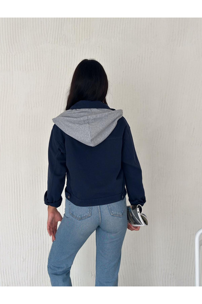 jöns since 1997 Жіночий бавовняний піджак з капюшоном і візерунком «риб'яча спинка»