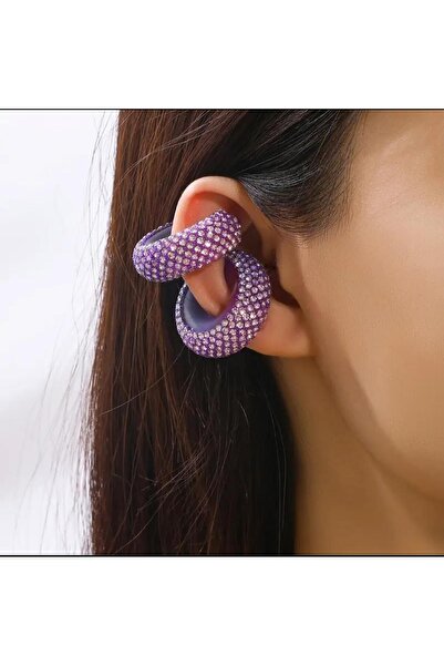 efstyle 1 ADET lila rengi taşlı kıkırdak küpesi ear cuff