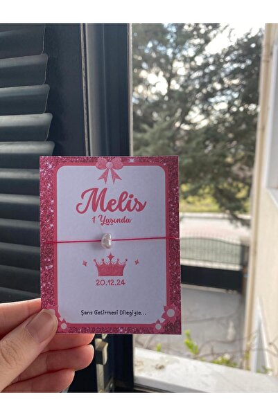 MELS TASARIM Kişiye Özel İsimli Pembe Simli 1 Yaş  Konsept Şans Bilekliği Doğ...