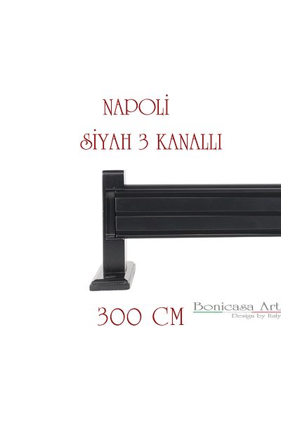 BonicasaArt Νάπολι Ξύλινη κεφαλή 3 καναλιών αλουμινίου διακοσμητική κορνίζα μοντέρνα ρουστίκ μαύρη