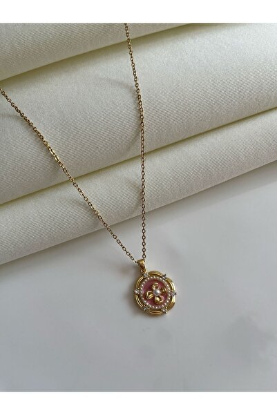 Nilsu Jewellery Accessory Çelik Vintage Minik İncili Çiçek Detaylı Pembe Kadı...