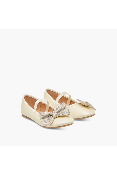 Flora Bella by Shoexpress Flora Bella Bow Embellished Ballerina Shoes with Elasticated Strap