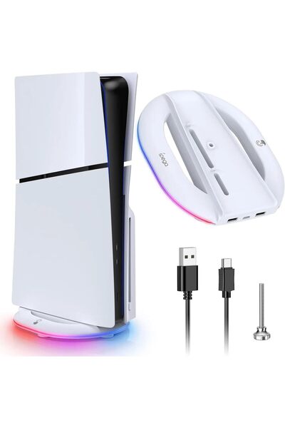 SFL Product Playstation 5  Slim Dikey Stand 14 Işık Modu USB Hub USB Kablolu ...
