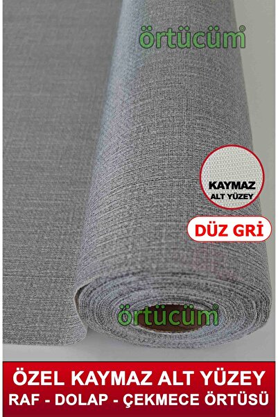 Örtücüm Düz Gri Kaymaz Kaydırmaz Pvc Dolap İçi Raf Örtüsü Buzdolabı Çekmece Kaymaz Çok Amaçlı Mutfak