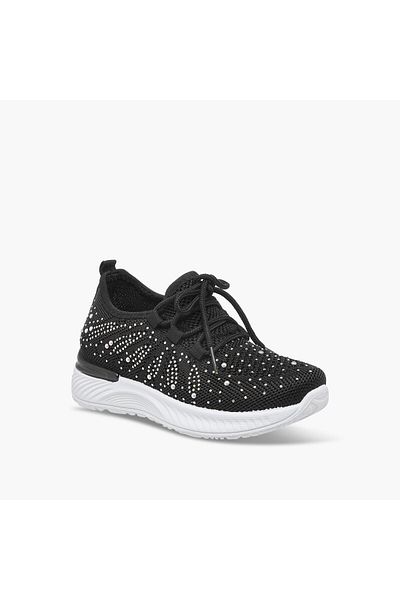 Flora Bella by Shoexpress Flora Bella Embellished Slip-On Sneakers with Lace Detail