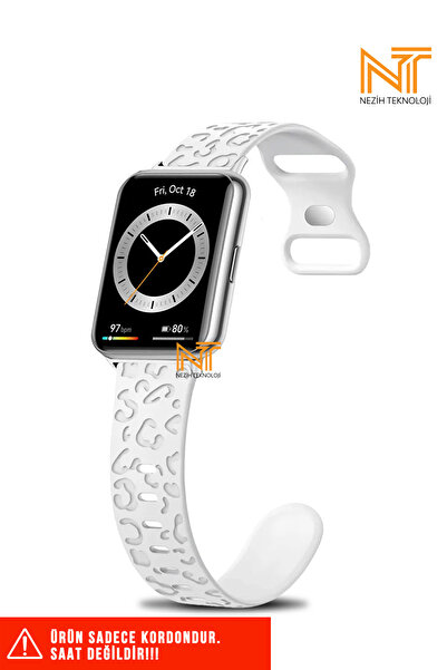 Nezih Case Huawei Watch Fit 2 Uyumlu A+ Kalite Leopar Desenli Silikon Kordon