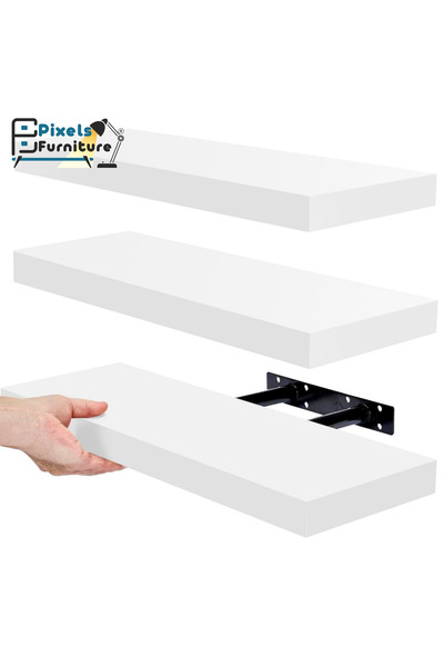 PixelsFurniture مجموعة من 3 قطعة ارفف عائمة من بكسل الأثاث للحائط, ارفف بدعام...
