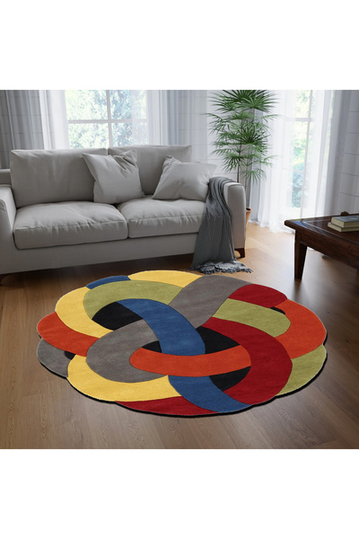 Rugs Modern Halı مجموعة اللؤلؤ سجادة قاعدة منسوجة مستديرة الشكل متعددة الألوا...