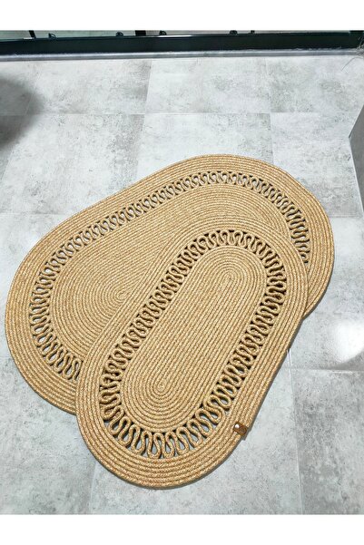 ADES HOME DESİGN Jüt 2'li Paspas, Banyo Paspası, Kapı Önü Paspası, Balkon Pas...