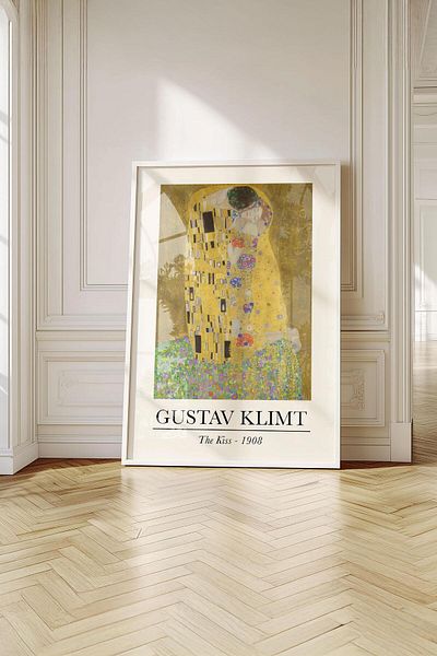Buka Shops Pictură premium Gustav Klimt The Kiss „The Kiss” într-un cadru: folie de aur și măreția iubirii