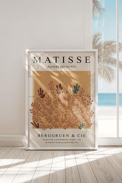 Buka Shops Tablou premium Matisse „Model vegetal” cu rame: Artă în tonuri de pământ minimalistă Tablou cu rame