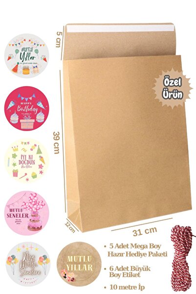 Dekals 3lü Set Doğum Günü Temalı Set Büyük Boy Hediye Kutusu 5li, Kırmızı-Bey...