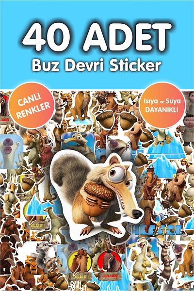 Piksel Grafik Ice Age 40 Piece Sticker Set - Pen, Laptop Notebook Water Bottle Sticker