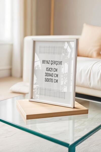 Buka Shops Beyaz Tablo & Fotoğraf Çerçevesi (15x21, 30x40, 50x70cm Seçenekli) - Modern, Şık Tekli Tablo Çerçeve