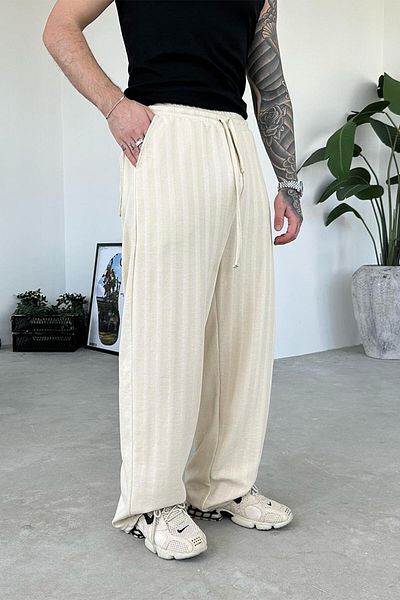 HAFKAGİYİM Ecru Soft Stride Baggy Trousers