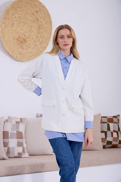 Moodbasic Tunica cu aspect cardigan cu nasturi