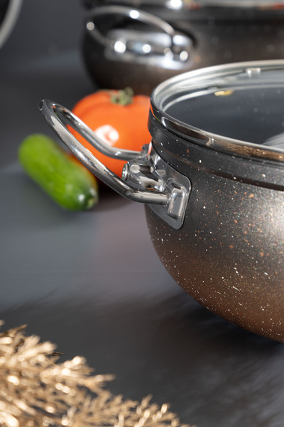 Skygo 7 Parça Siyah Granit Tencere Seti - Zarif Tasarım ve Dayanıklı Çözümler 24 cm