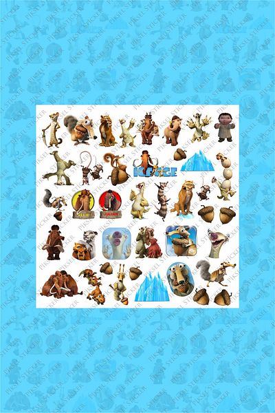 Piksel Grafik Ice Age 40 Piece Sticker Set - Pen, Laptop Notebook Water Bottle Sticker
