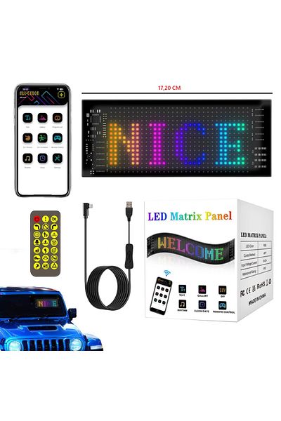 DEKOHOP Rgb Led Matrix Panel Digital Screen 17X7 cm App Controlled Remote Controlled 16X32 Led Animation Scrolling Screen