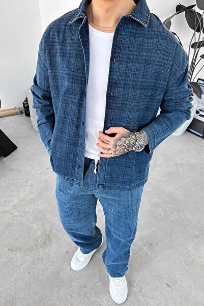 HAFKAGİYİM Navy Blue Patterned Premium Relaxed Jacket