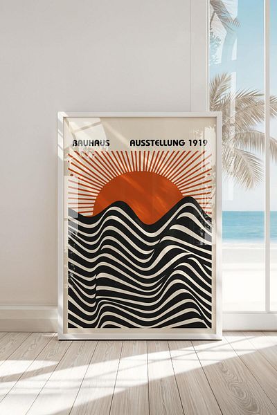 Buka Shops Tablou premium Bauhaus Ausstellung 1919 în rama: Estetică geometrică și semnătură istorică a Bauhaus