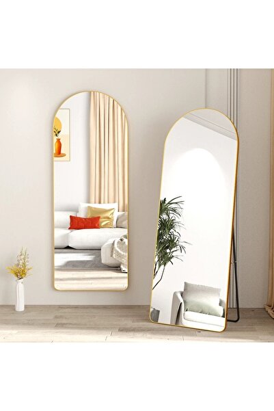 Living مرايا مع حامل بيضاوي، إطار ذهبي، {167*55} سم.