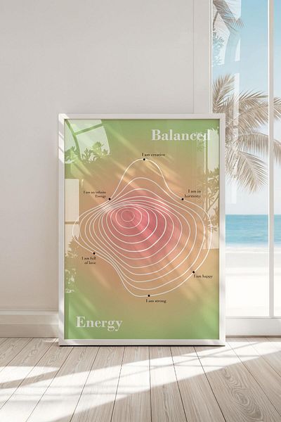 Buka Shops Tablou premium Aura Inspired Balance and Energy cu cadru: Pace interioară și afirmări pozitive