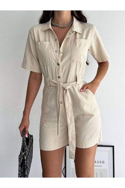 Noa Noa Ζωνισμένο κοντομάνικο Houndstooth Salopet
