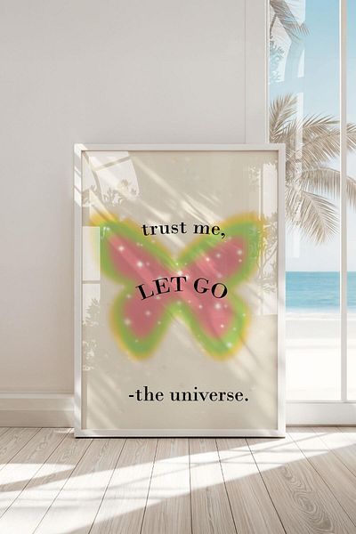 Buka Shops Whisper of the Universe „Trust Me, Let Go” într-un cadru Pictură premium: Ușurința credinței și livrarea spirituală
