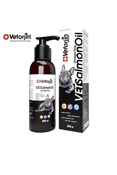 Vetorjin Köpeklere Özel E Vitamini Katkılı Norveç Somon Balık Yağı Deri Tüy Omega 3-6-9 200 ml