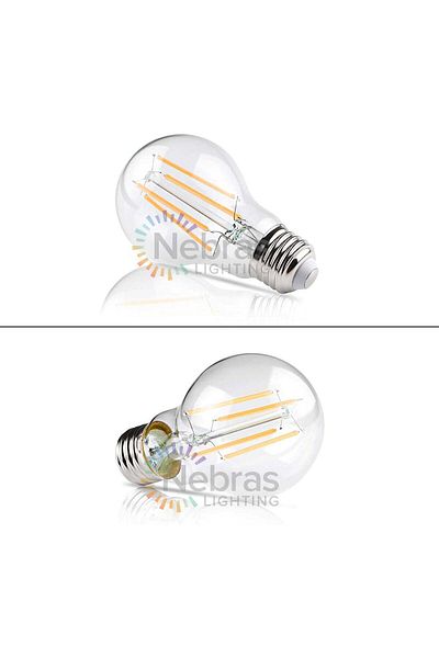 Nebras A60 Filament Light Bulb – 4w 2700k (PACK OF 10) – Warm White, Led, Energy Efficient, E27/b22 Base