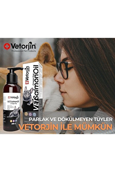 Vetorjin Köpeklere Özel E Vitamini Katkılı Norveç Somon Balık Yağı Deri Tüy Omega 3-6-9 200 ml