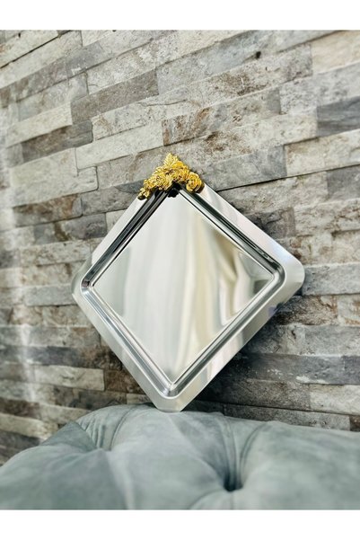 Generic Brand Stainless Steel Square Model Coffee & Presentation Tray Rose Zamak Accessory Luxury Presentation