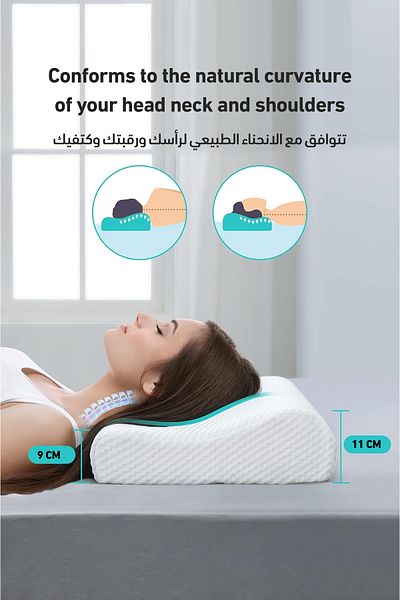 Art Comfort Luxury orthopedic pillow for excellent head and neck support - with memory foam filling and 100% cotton fabric