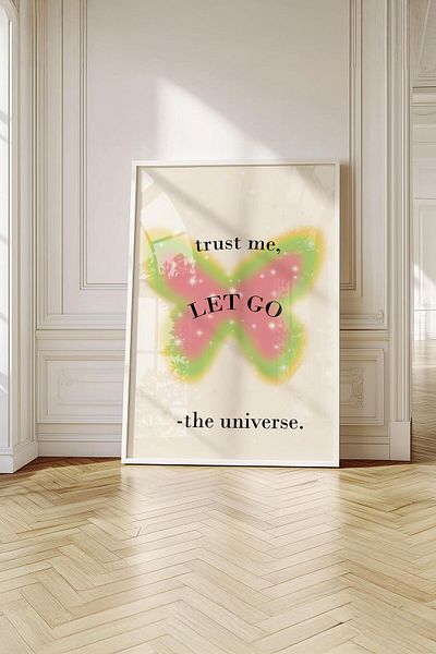 Buka Shops Whisper of the Universe „Trust Me, Let Go” într-un cadru Pictură premium: Ușurința credinței și livrarea spirituală