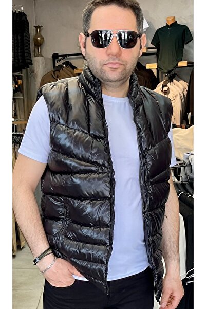 ByEmir Parlak Siyah Şişme Spor Yelek